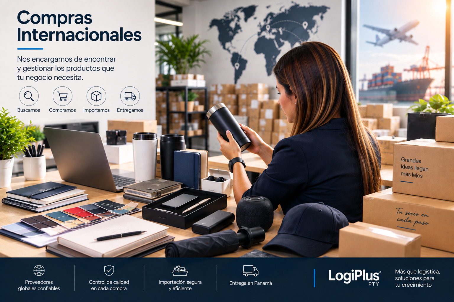Compras internacionales LogiPlus PTY: búsqueda de productos, proveedores, control de calidad, importación y entrega en Panamá