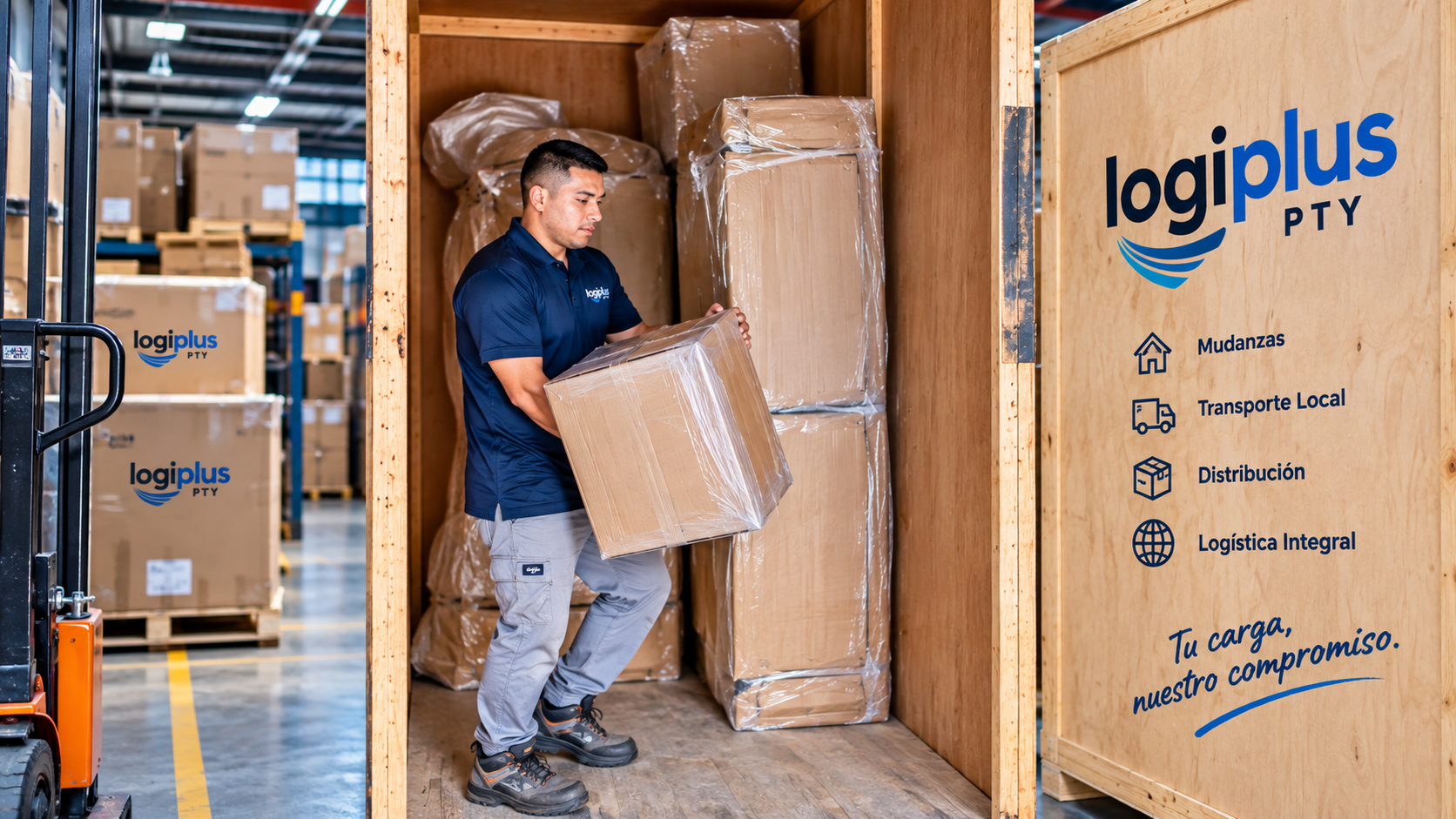 Manejo profesional de carga LogiPlus PTY para transporte local, distribución y mudanzas